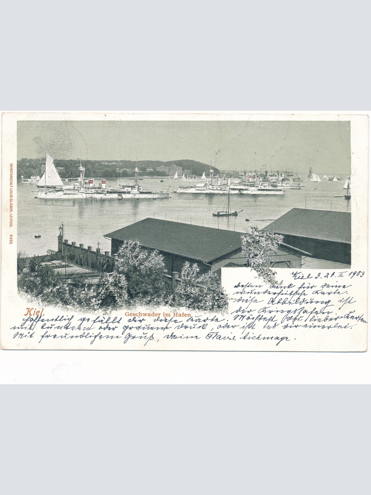 AK aus Kiel Geschwader im Hafen Schleswig - Holstein Ansichtskarte (9407)