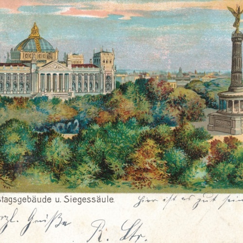 Litho - Karte gruss aus Berlin Siegessäule Ansichtskarte (9348)