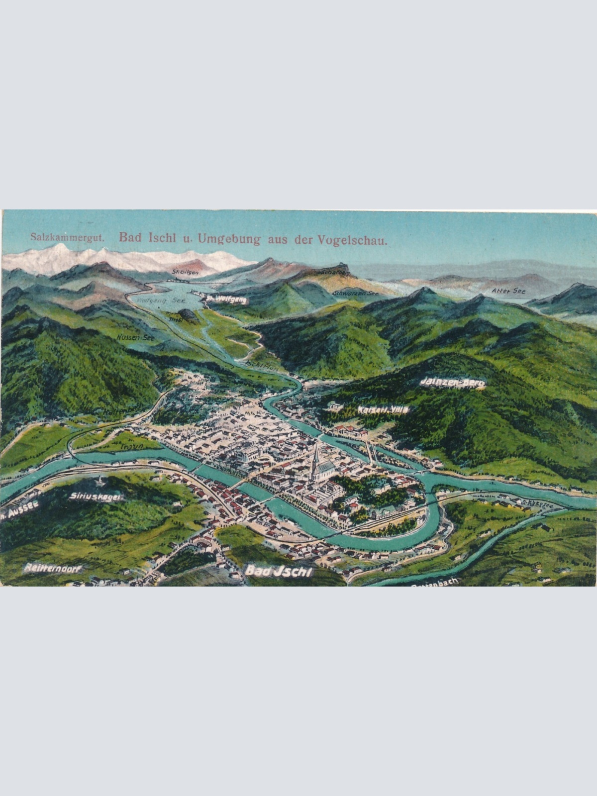 AK aus Bad Ischl aus der Vogelschau Oberösterreich Ansichtskarte (9953)