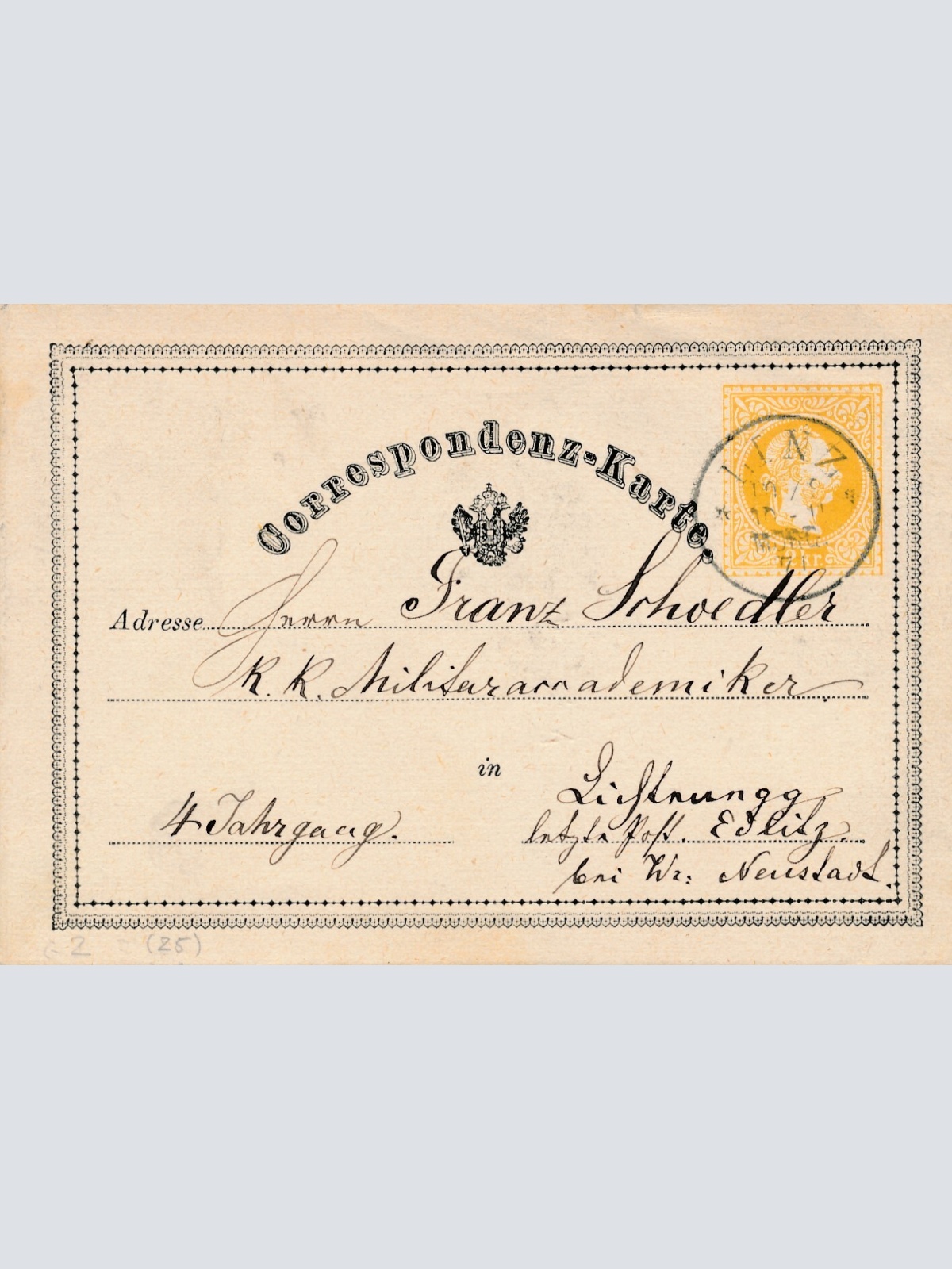 2 Kreuzer Ganzsachen - Karte 1871 aus Linz (9984)