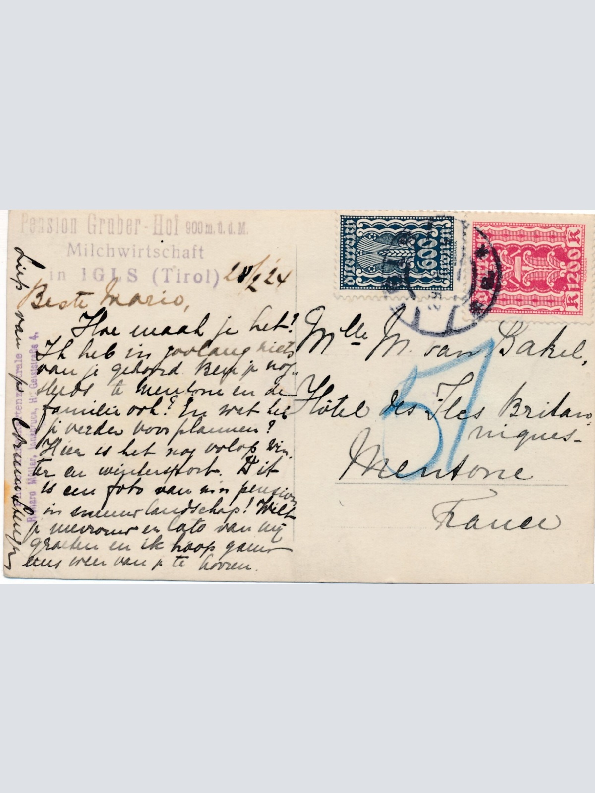 AK aus Igls mit Pension Gruber Tirol Ansichtskarte (9965)