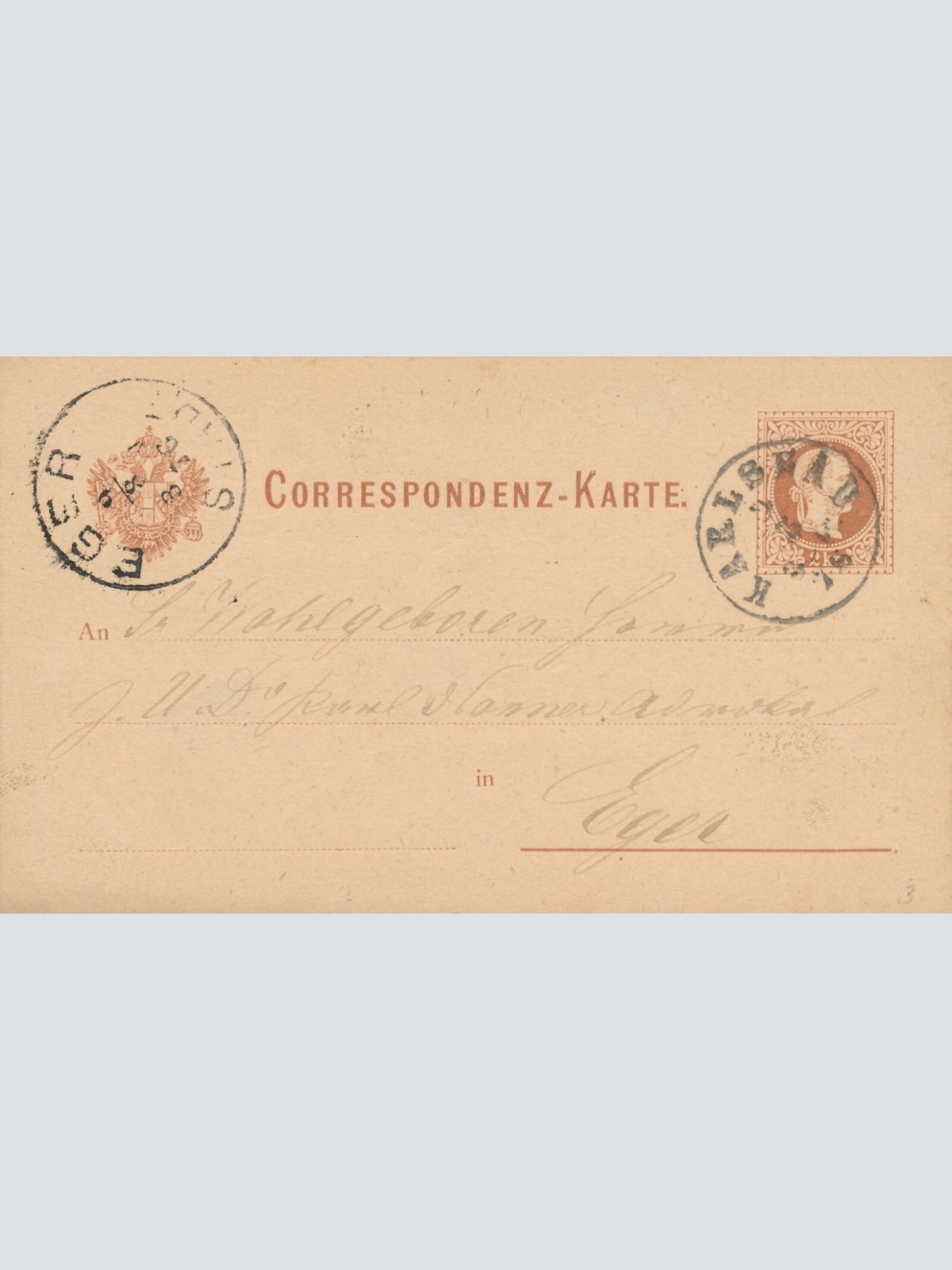 2 Kreuzer - Ganzsachen - Karte 1876 aus Karlsbad (10175)