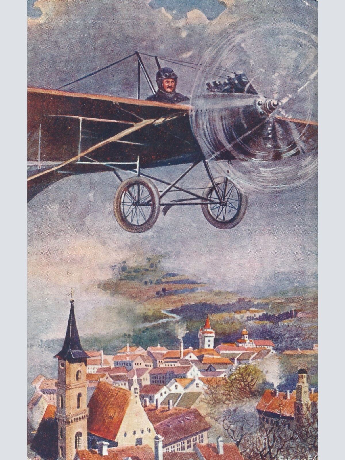 Motiv - Karte Flugzeug mit Pilot Propellermaschiene Ansichtskarte (10204)