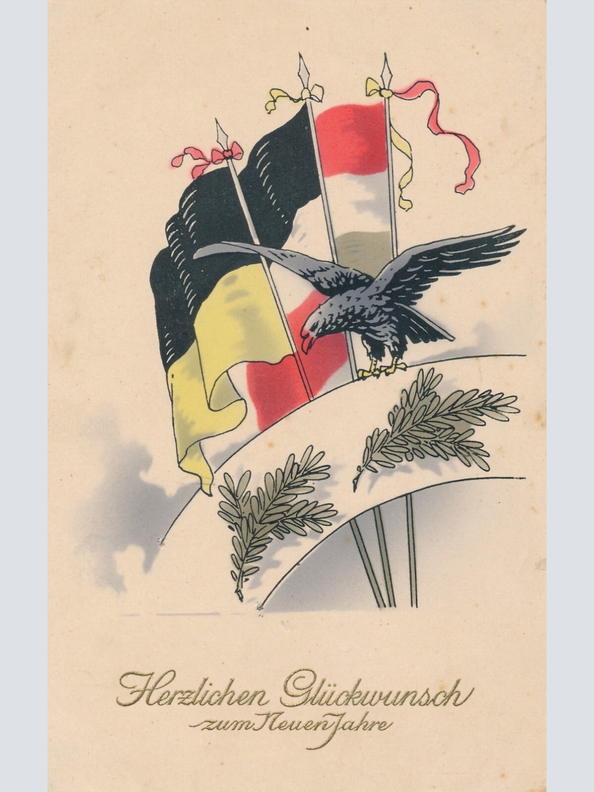 AK Herzlichen Glückwunsch zum neuen Jahre mit Flaggen (10245)