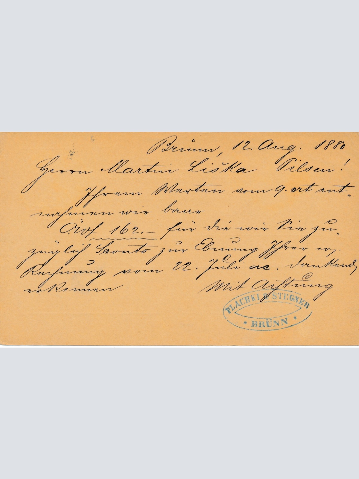 2 Kreuzer - Ganzsachen - Karte 1880 aus Brün Bahnhof (10052)