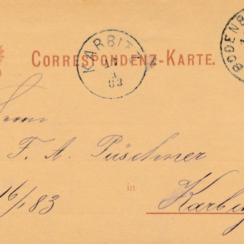 2 Kreuzer - Ganzsachen - Karte 1883 aus Bodenbach (10054)