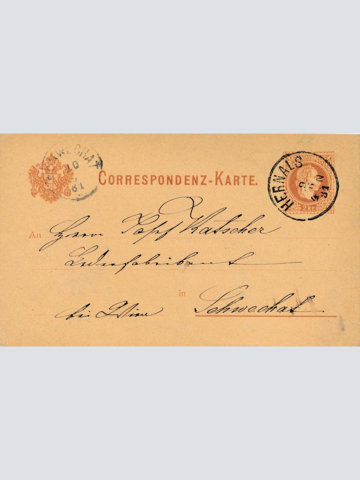 2 Kreuzer - Ganzsachen - Karte 1881 aus Hernals (10139)
