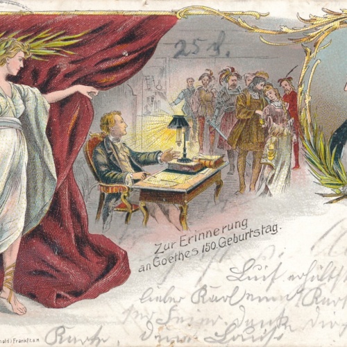 Litho - Karte 150 Geburtstag von Goethe Ansichtskarte (8641)