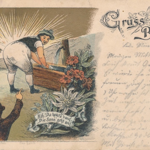 AK gruss aus den Bergen die Sonne geht auf Ansichtskarte (8653)