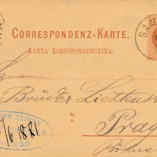 2 Kreuzer - Ganzsachen - Karte 1881 aus Sambor (10149)