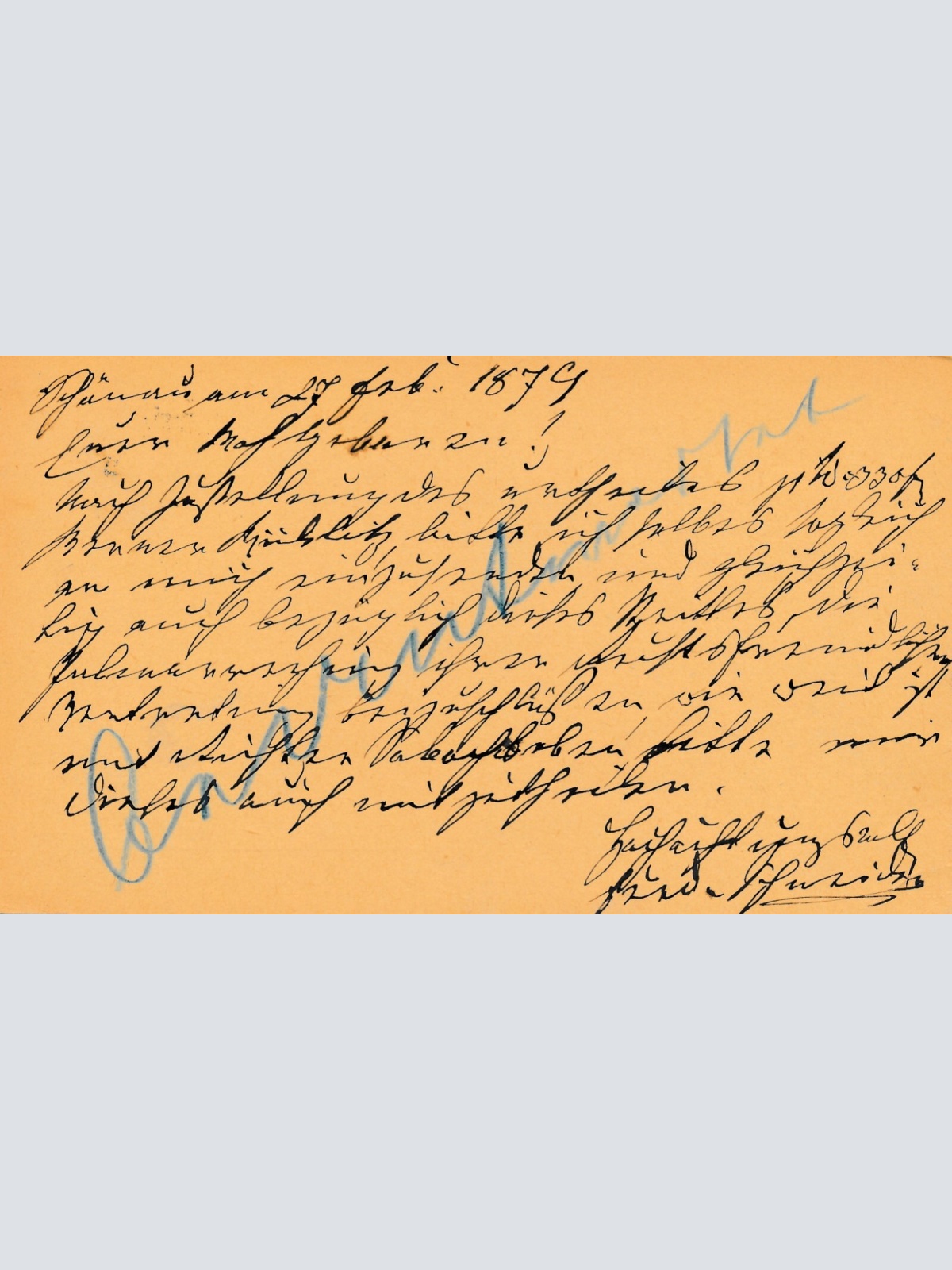 2 Kreuzer - Ganzsachen - Karte 1879 aus Schönau (10152)