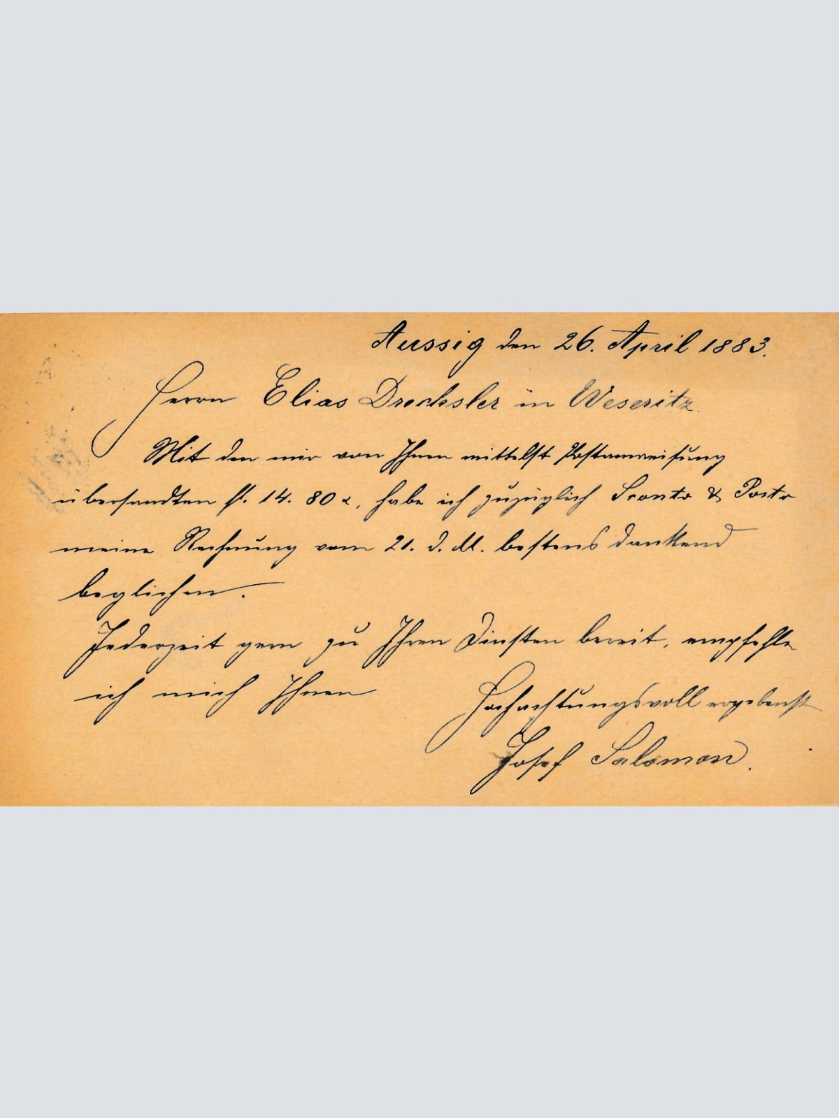 2 Kreuzer - Ganzsachen - Karte 1884 aus Aussig (10154)