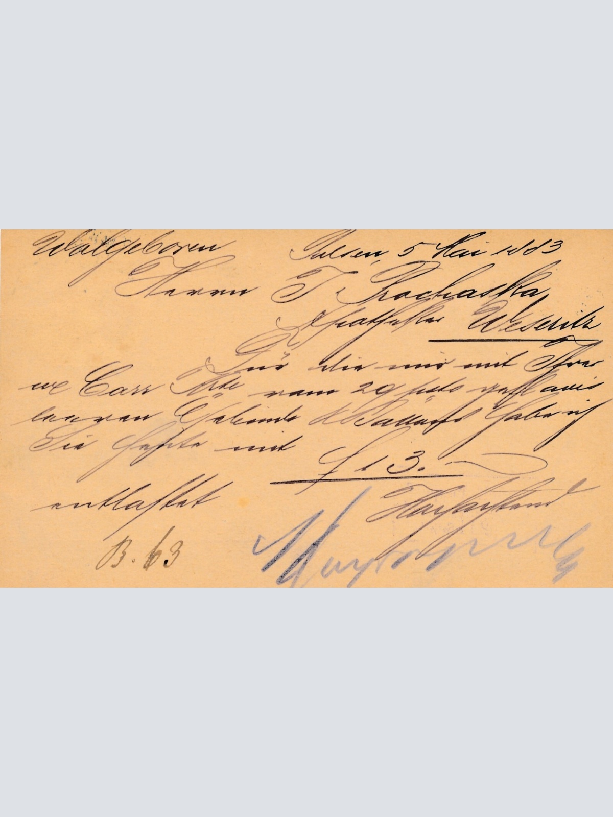 2 Kreuzer - Ganzsachen - Karte 1883 aus Pilsen (10097)