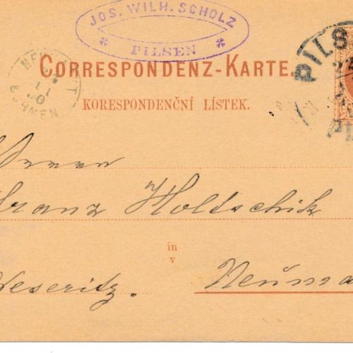 2 Kreuzer - Ganzsachen - Karte 1880 aus Pilsen (10100)