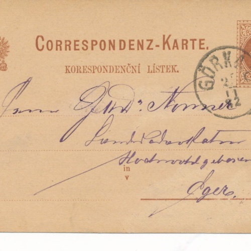 2 Kreuzer - Ganzsachen - Karte 1882 aus Görkau (10073)