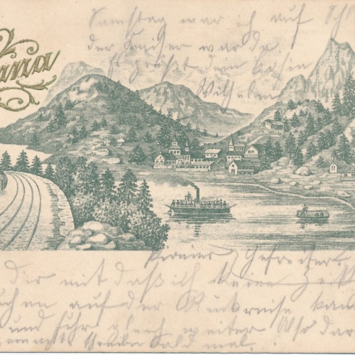 AK aus Anna Spanien mit Dampfer im See (9112)