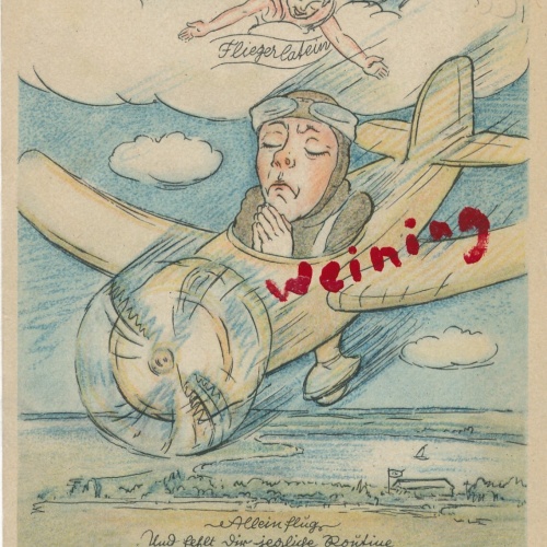 Motiv - Karte Fliegerlatein Pilot im Flieger Aleinflug (9119)