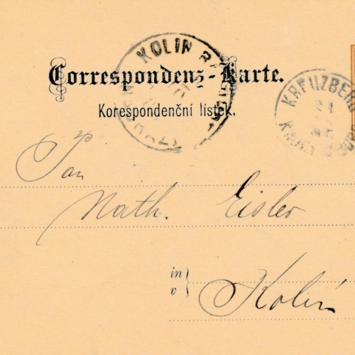 2 Kreuzer Ganzsachen - Karte 1887 aus Kratzau (10528)
