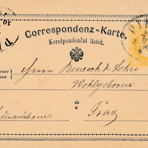 2 Kreuzer Ganzsachen - Karte 1874 aus Pilsen (10517)