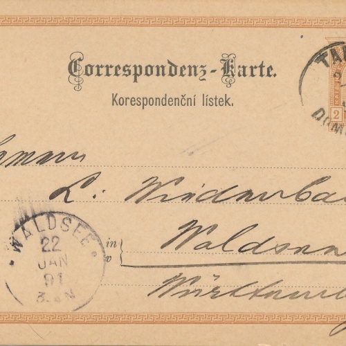 2 Kreuzer Ganzsachen - Karte 1891 aus Taus Domazlice (10518)