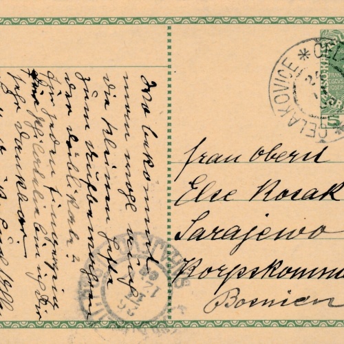 5 Heller Ganzsachen - Karte 1908 aus Celakovice (10550)