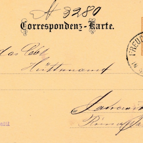 2 Kreuzer - Ganzsachen - Karte 1887 aus Freudenthal (10690)