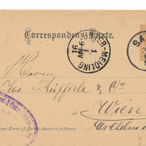 2 Kreuzer - Ganzsachen - Karte 1890 aus Saaz (10692)