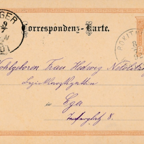 2 Kreuzer - Ganzsachen - Karte 1892 aus Rokitnitz (10697)