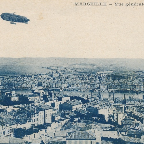 AK aus Marseille mit Zeppelin Fankreich (10758)
