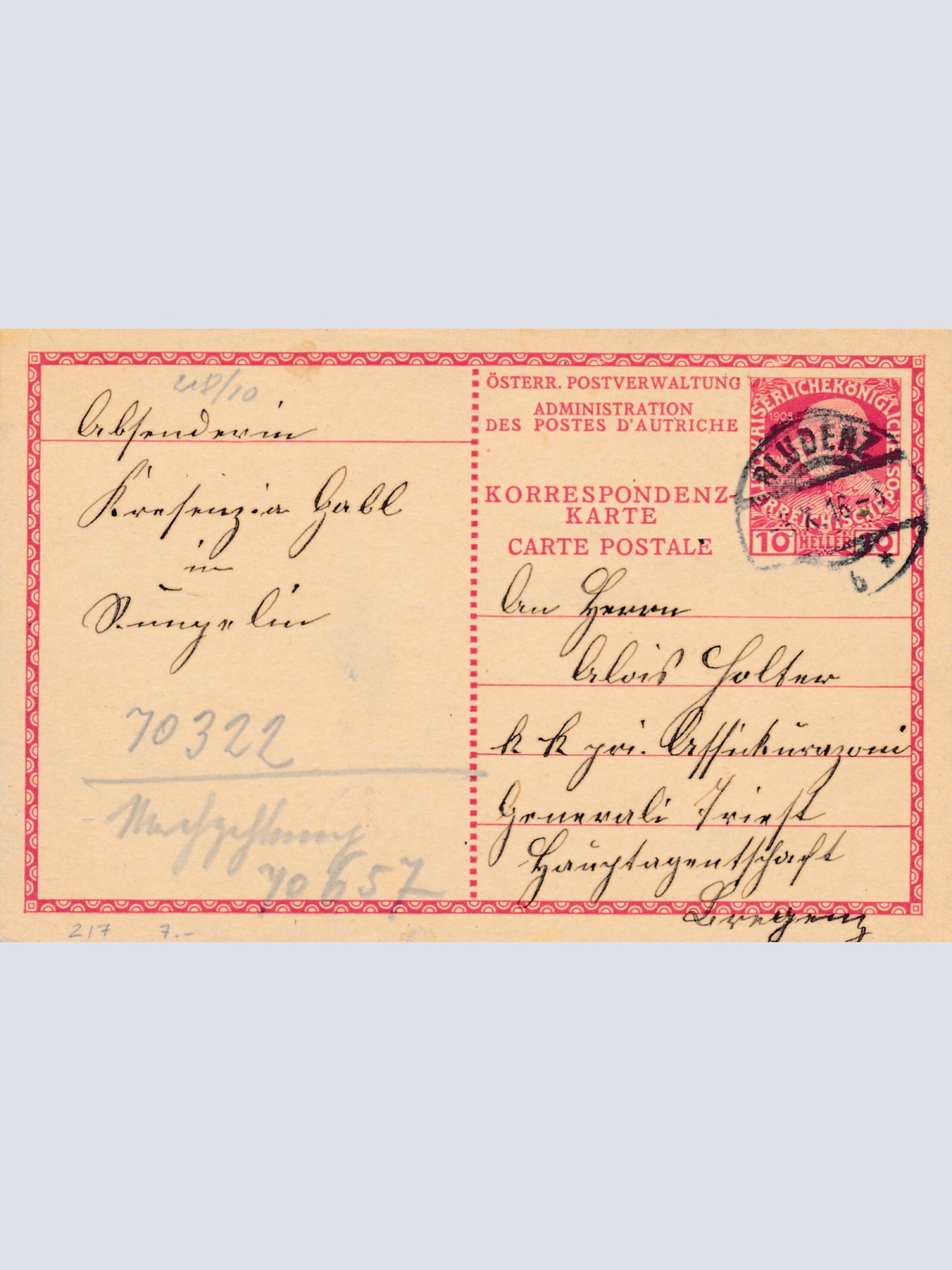 10 Heller - Ganzsachen - 1916 aus Bludenz (10641)