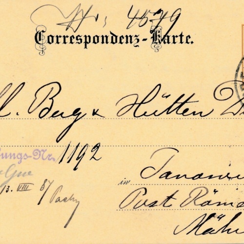 2 Kreuzer - Ganzsachen - Karte 1887 aus Schönberg (10683)