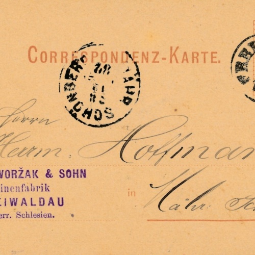 2 Kreuzer - Ganzsachen - Karte 1882 aus Freiwaldau (10666)