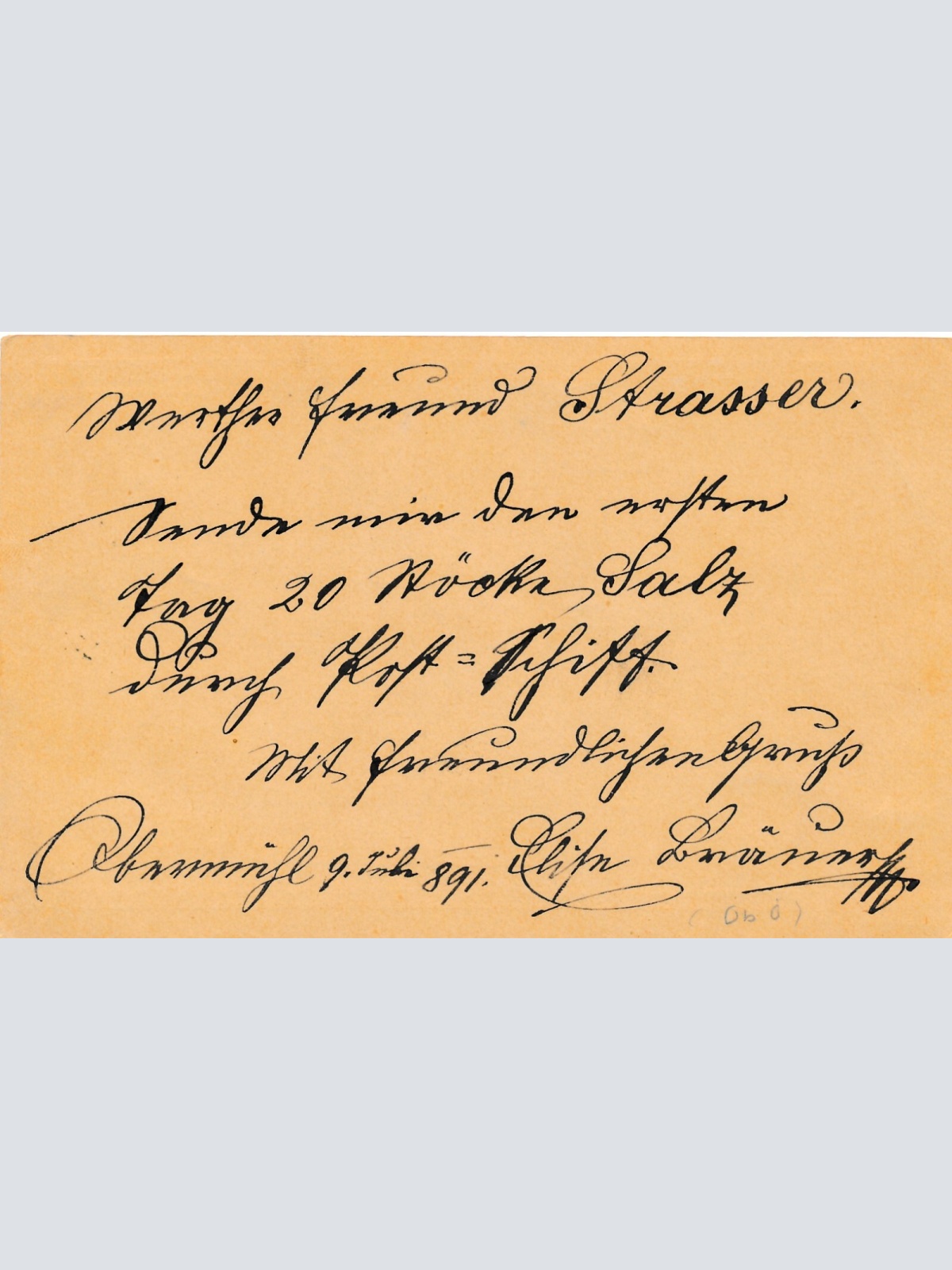 2 Kreuzer - Ganzsachen - Karte 1891 aus Obermühl (10668)