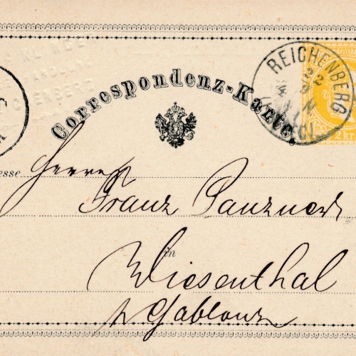 2 Kreuzer Ganzsachen - Karte 1871 aus Reichenberg (10513)