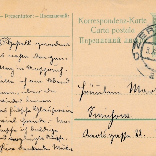 5 Heller Ganzsachen - Karte 1908 aus Czernowitz (10455)