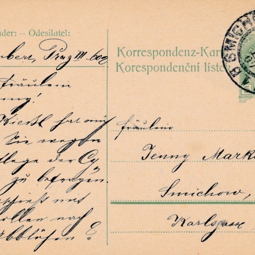 5 Heller Ganzsachen - Karte 1907 aus Smichov (10458)