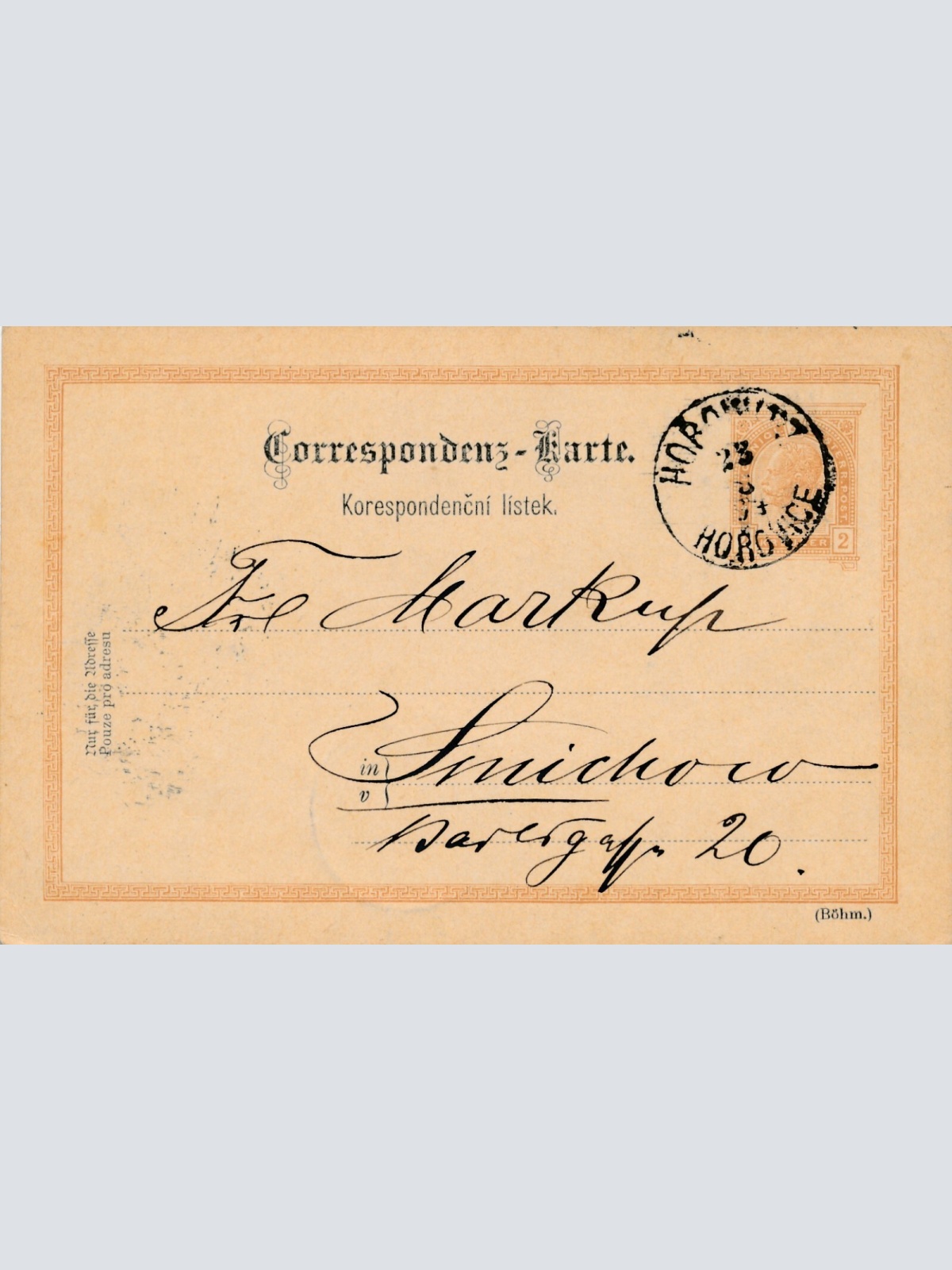 2 Kreuzer Ganzsachen - Karte 1894 Horowitz (10441)