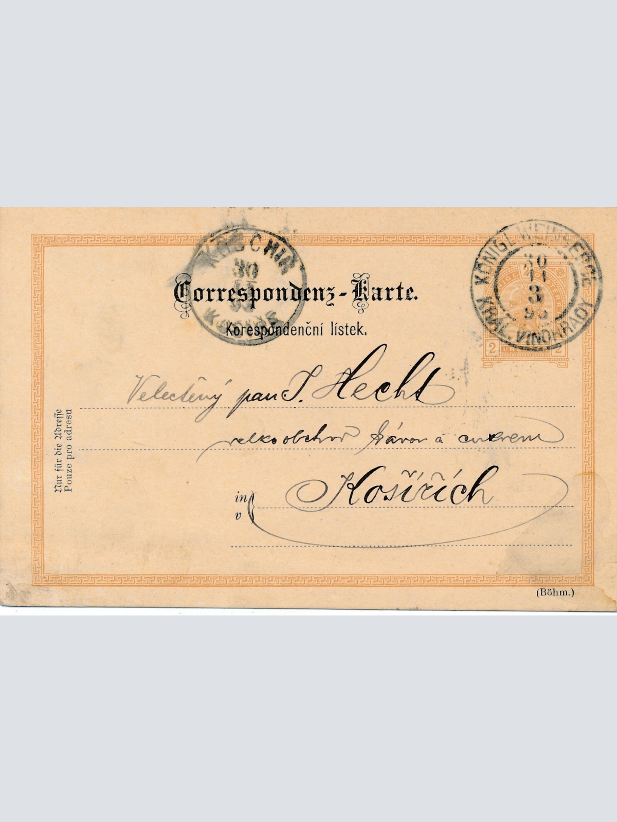 2 Kreuzer Ganzsachen - Karte 1895 aus Königliche Weinberge (10446)