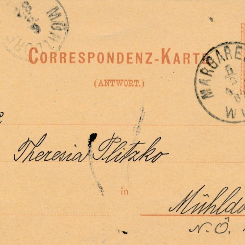 2 Kreuzer Ganzsachen - Karte 1882 aus Margarethen (10450)