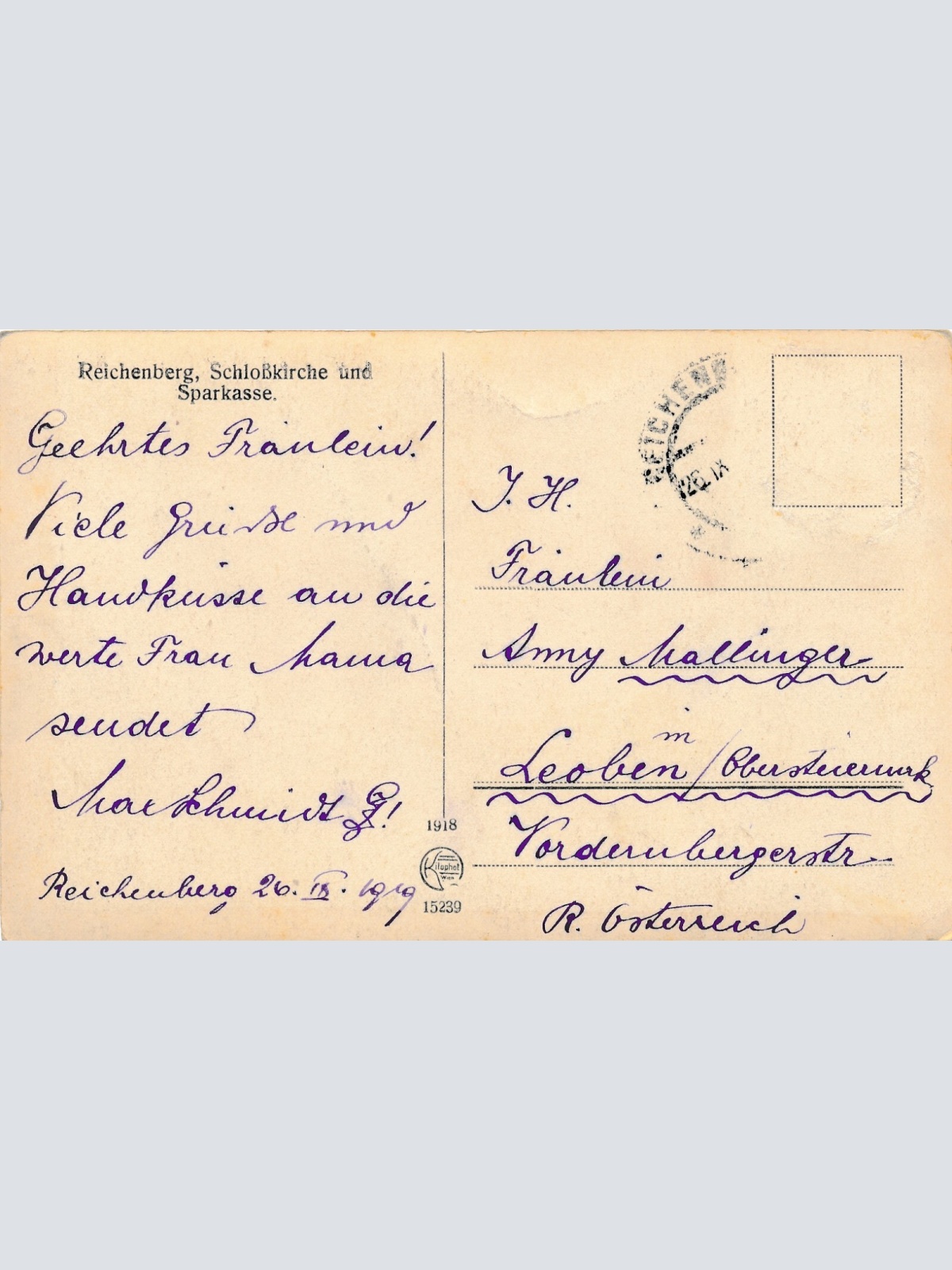 AK aus Reichenberg mit Schloßkirche Tschechoslowakei Ansichtskarte (10970)