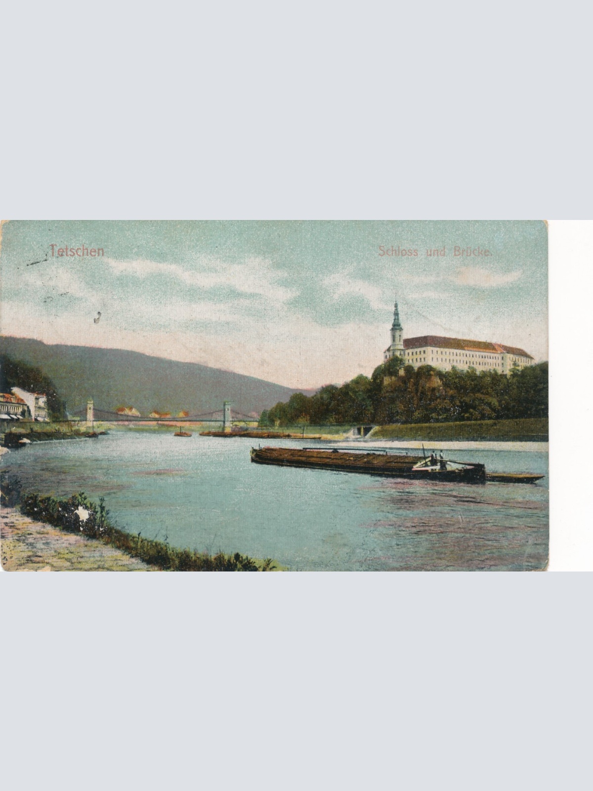 AK aus Tetschen mit Schloss und Brücke Tschechoslowakei Ansichtskarte (10971)