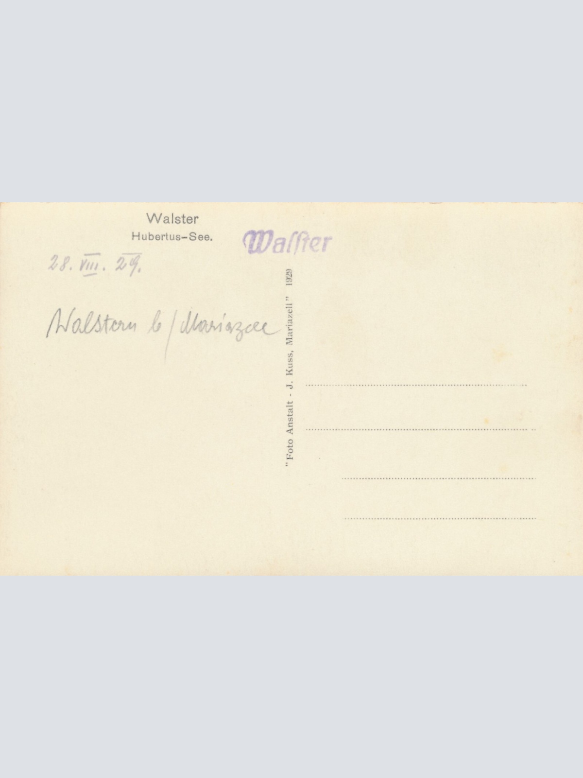AK aus Walster Hubertus See Steiermark Ansichtskarte (10975)