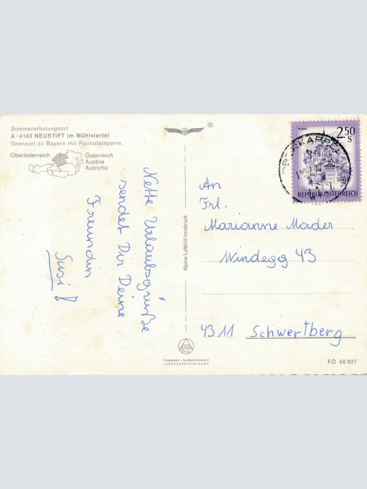 Alpine - Luftbild aus Neustift Oberösterreich Ansichtskarte (10917)