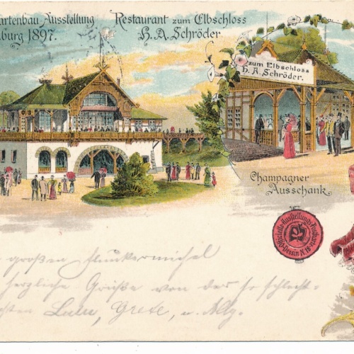 Litho - Karte Allgemeine Gartenbau Ausstell. Hamburg 1897 Ansichtskarte (10904)