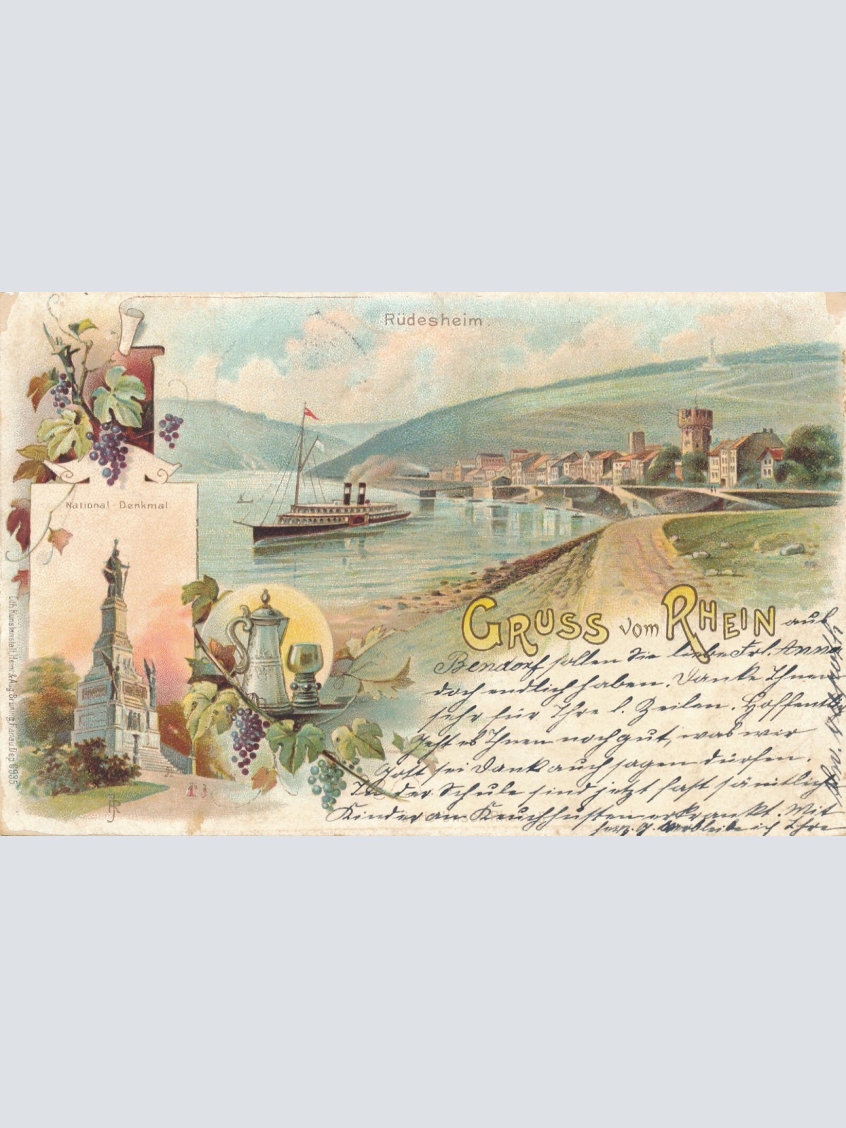 Litho - Karte gruss aus Rüdesheim Hessen Ansichtskarte (10901)