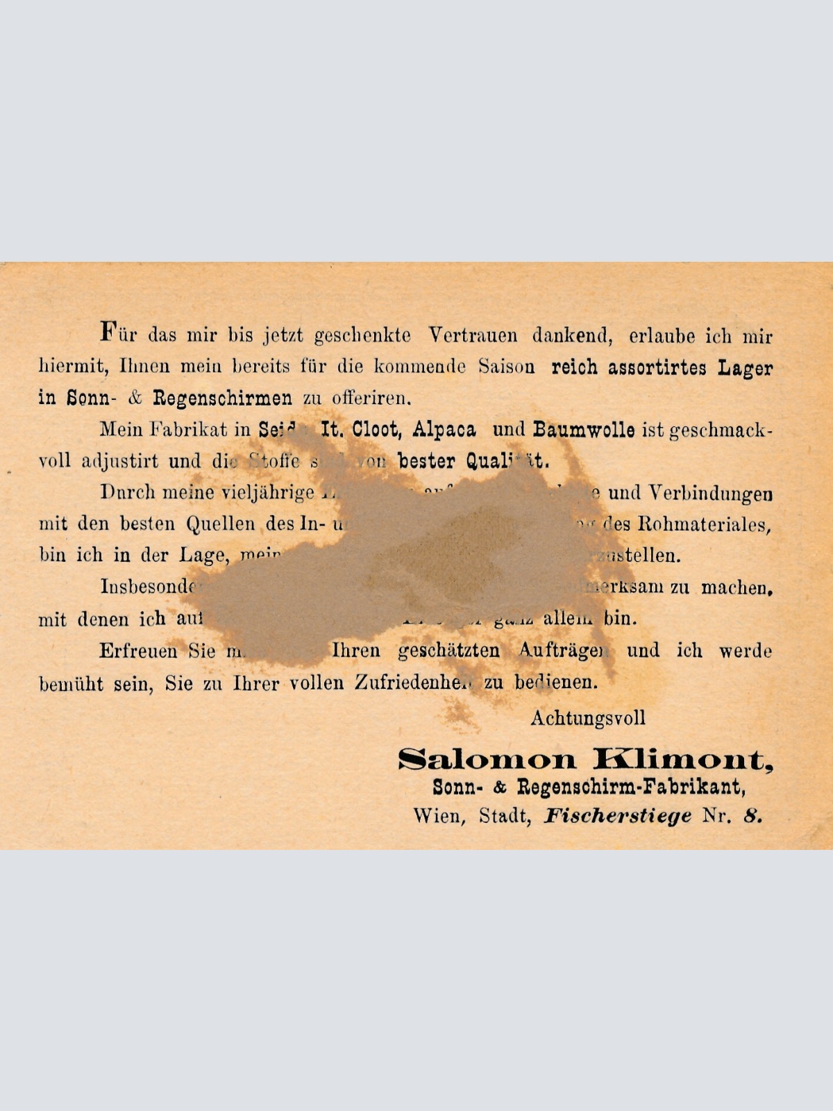 2 Kreuzer - Ganzsachen Karte 1873 aus Wien Landskrongasse (11120)