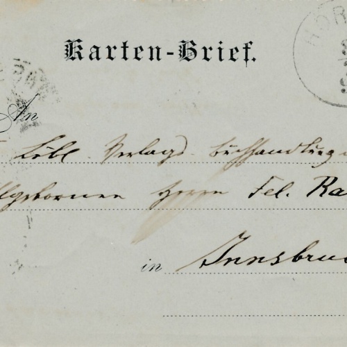 5 Kreuzer Ganzsachen - Kartenbrief 1890 aus Horitz (10994)