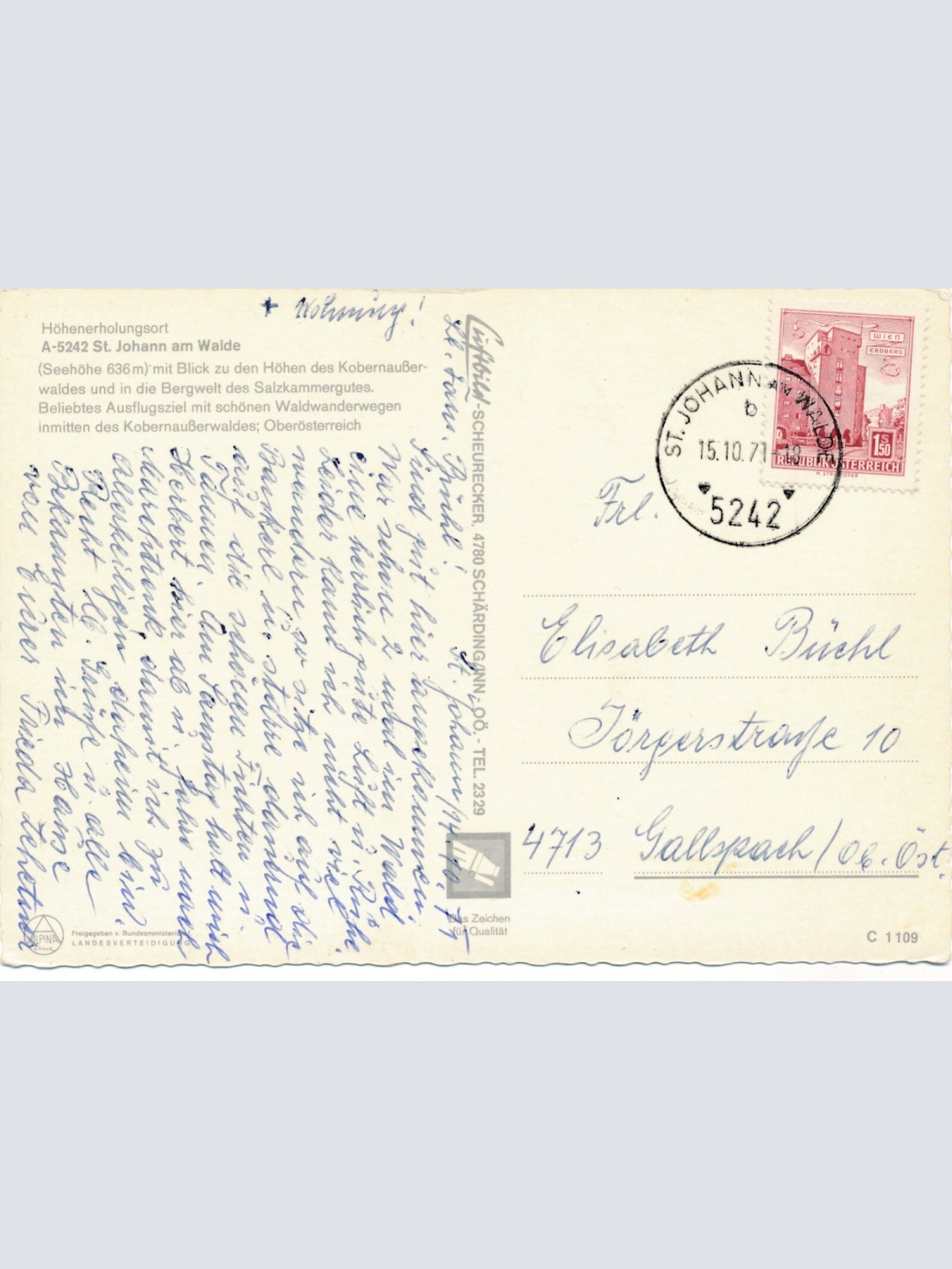 AK Scheurecker - Luftbild aus St. Johann am Walde Oberösterreich (10781)