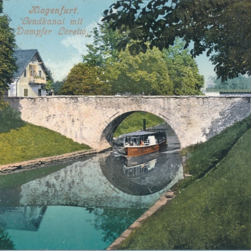 AK aus Klagenfurt Lendkanal mit Dampfer Loretto Kärnten Ansichtskarte (16197)