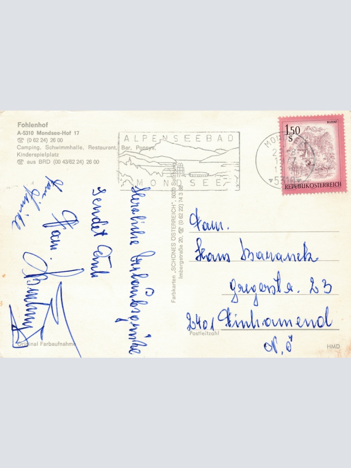 AK aus Mondsee mit Flohenhof Oberösterreich Ansichtskarte (11246)